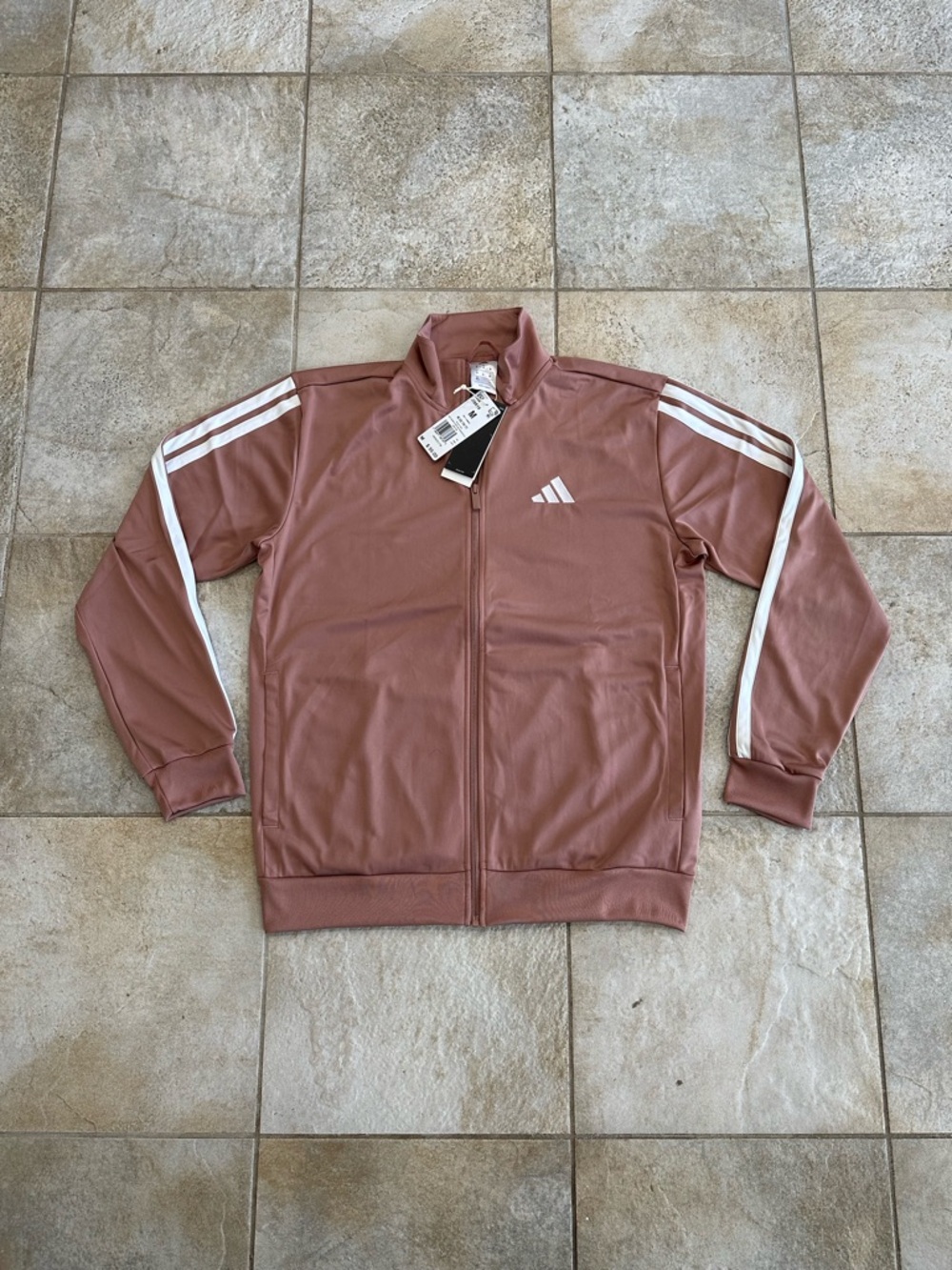Sold! adidas Men's Dusty Rose Full-Zip Track Jacket with White Stripes